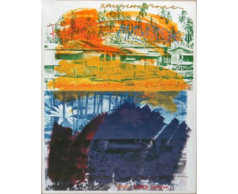 Robert Rauschenberg, American (1925-2008) Color lithograph "Malaysia". This is an exhibition poster created for Rauschenberg'