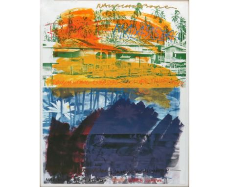 Robert Rauschenberg, American (1925-2008) Color lithograph "Malaysia". This is an exhibition poster created for Rauschenberg'