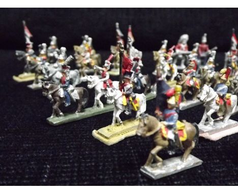 Miniature Metal Painted Military Figures Collection. Horseback Figures are 2.5cm average and are glued to card in some cases.