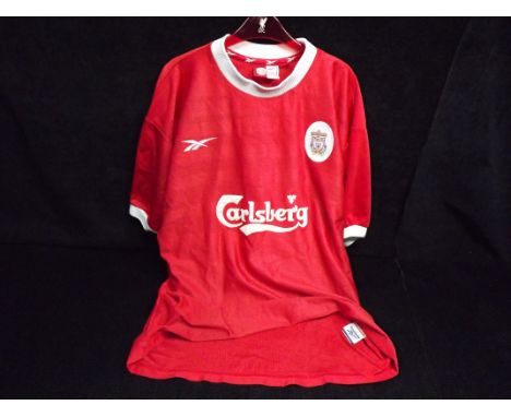 Liverpool Football Club - Home Shirt 1998-1999 and 1999-2000. Carlsberg / Reebok. Size 42"/44". Signs of light wear and fadin