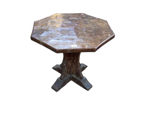 Robert Thompson of Kilburn 'Mouseman' adze cut octagonal coffee table, 48.5cm by 55cm by 55cm.