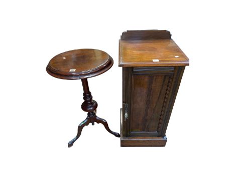 Victorian circular mahogany tripod occasional table and late Victorian pot cupboard (2).