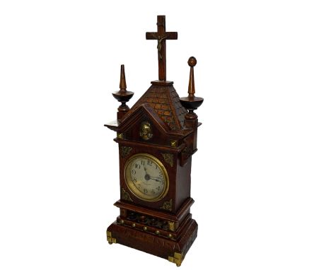 German brass mounted mantel clock, 38cm.