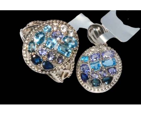 Ornate gem set silver ring and pendant (2).