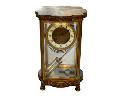 Late 19th Century gilt four glass, eight day mantel clock, 29cm.