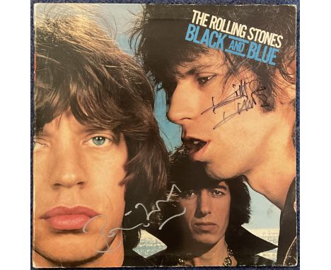 Bill Wyman and Keith Richards signed The Rolling Stones Black and Blue album sleeve vinyl record not included. Good condition