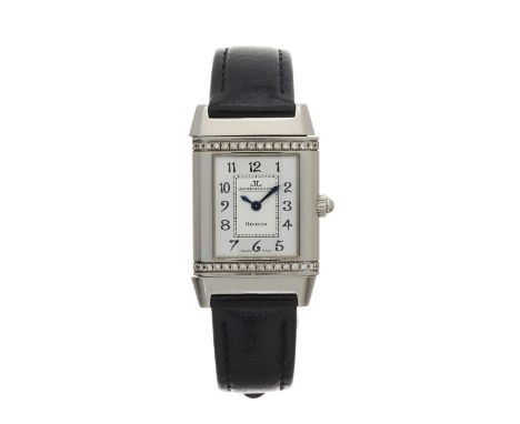 Jaeger-LeCoultre, a stainless steel Reverso wrist watch, factory diamond set reversible case, reference 265.8.08, signed quar