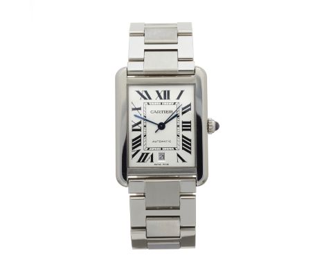 Cartier, a stainless steel Tank Solo XL bracelet watch, reference 3800, signed automatic movement, serial 728405XX, 31mm excl