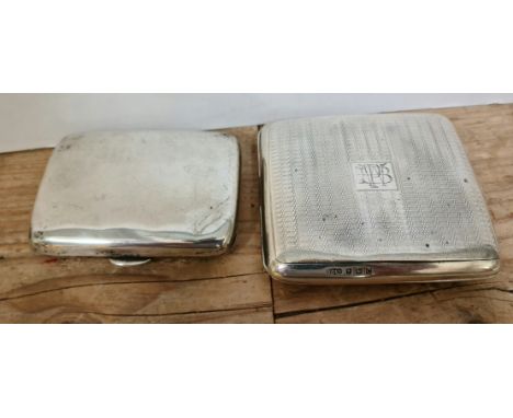 Two silver cigarette cases, one case being hallmarked for 1927, Birmingham, Joseph Gloster Ltd, the other case being hallmark