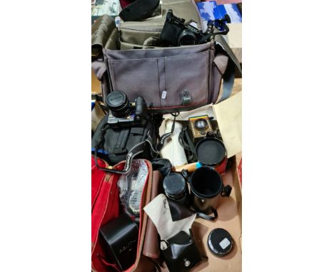 A lot of miscellaneous cameras and accessories including Pentax MV camera with a collection of lenses and accessories in came