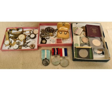 A collection of various items including jewellery, some silver, watches to include a Swiss silver pocket watch ( AF ), a silv