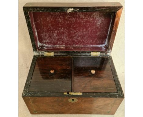 Antique brass mounted rosewood tea caddy.  