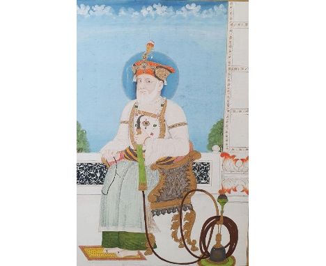 Early 19th century Indian school Watercolour heightened study Portrait study of the Mughal Emperor Akbar Shah II (1806-1838),