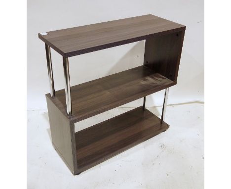 Modern shelving three shelf unit in veneered wood effect finish, 75cm x 75cm