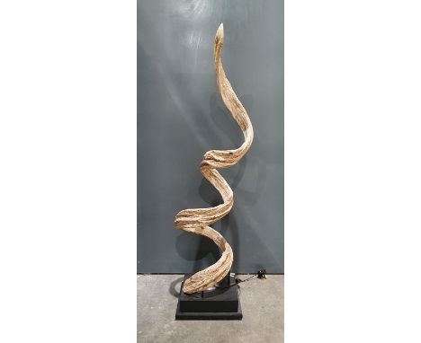 Abstract&nbsp;sculpture floor light fitting&nbsp;in the form of coiled driftwood, 130cm high