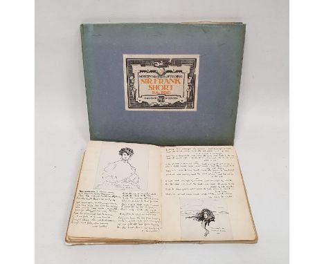 Early 20th century sketch book, with assorted copies after the originals in pencil and watercolours, along with poems, togeth