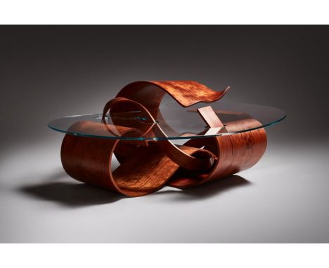 Alexander King studios, Bubinga laminate and glass 'wood shavings table' 180 x 102 x 40 cm Condition ReportThis will come wit