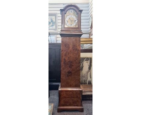 20th century figured walnut bracket clock on stand by Sheppard Bros, Walsall, the brass broken arch dial with slow/fast dial 