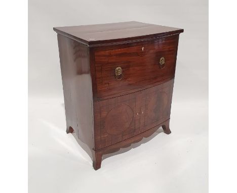 19th century mahogany commode converted to a television cabinet with lion mask handles, on swept feet, 63.5cm x 48cm x 76cm 