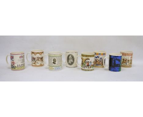 Collection of Wedgwood commemorative mugs, 20th century, including Winston Churchill, Chartwell, American Independence Bi-cen