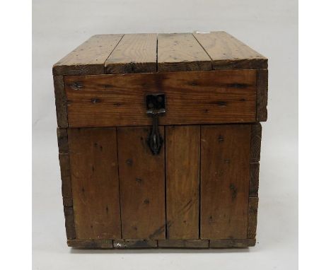 Pine box and contents of textilesCondition ReportBox contains curtain ties and various bits of fabric