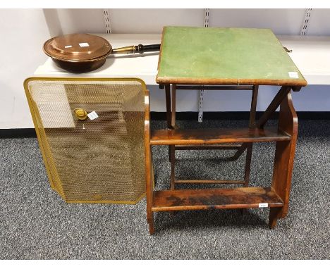Spark guard, folding table, two shelf rack and bed warming pan&nbsp;(4)