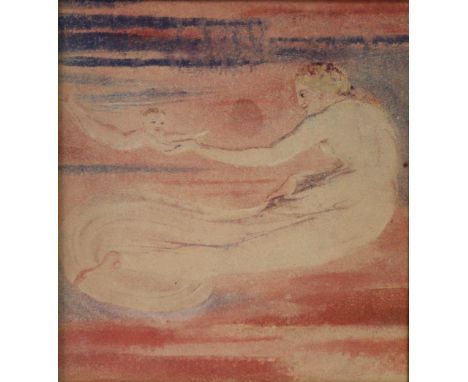 FREDERICK HOLLYER (1838-1933) after William Blake, Plate 2 from The Book of Urizen, coloured lithograph, 14cm x 12.7cm (mount