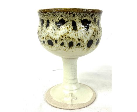 Vintage studio ware chalice, marks to base measures approx 6.5" tall