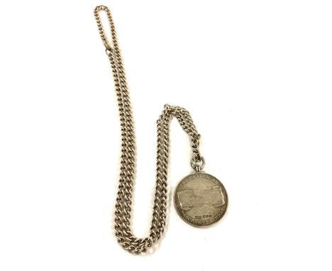 Vintage silver hallmarked Commemorative medal and silver chain, "The Whole Armour of god" The catechism pasce oves meas by V&