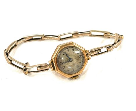 Vintage 9ct gold cased ladies dress watch, untested