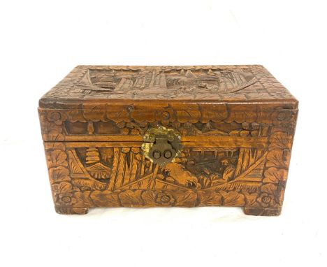 Vintage carved wooden box 