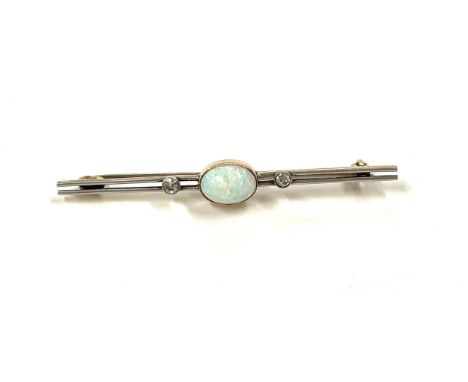 9ct gold opal and diamond pin brooch, no hallmarks