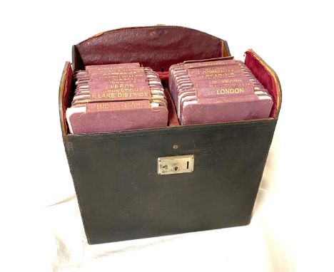 Leather case containing old railway/ ordnance survey and cycling maps