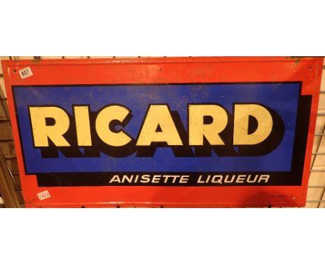 Enamel on tin plate Ricard sign 48 x 95 cm 