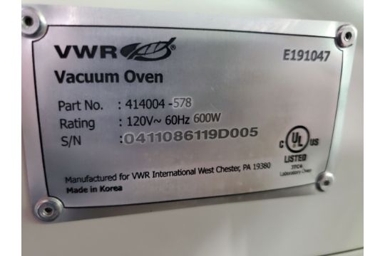 VWR Symphony Vaccum Oven, part# 414004-578, external vacuum, 10"wide x