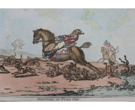 James Gillray (1756-1815), set of 4 original hand coloured etchings 1800, Hunting scenes, 22 x 35cm, unframed