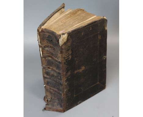 Diodati, Giovanni - Pious Annotations upon the Holy Bible, 2nd edition, quarto, contemporary calf, scuffed, spine torn and wi