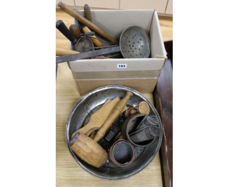 A collection of vintage kitchen tools