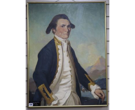 Van Jones, oil on board, Portrait of Captain James Cook (1728-1779), 80 x 60cm