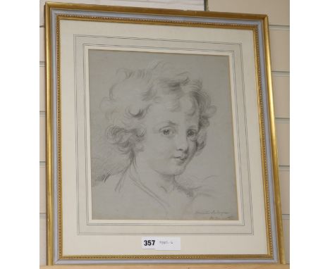 Margaret Carpenter, pencil and chalk, Portrait of a youth 'Master Selwyn', signed, 34 x 29cm