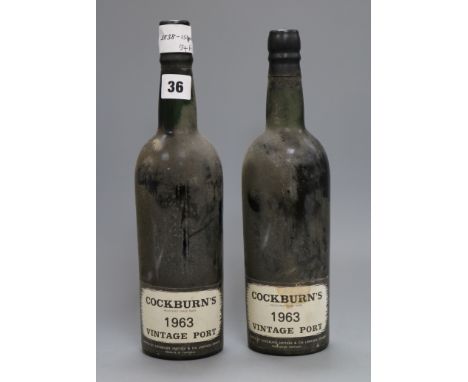 Two bottles of 1963 Vintage Cockburns port
