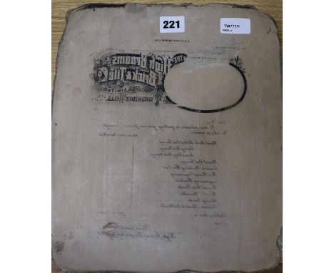 A litho stone for High Brooms Brick &amp; Tile Works, Tunbridge Wells height 33cm width 28cm