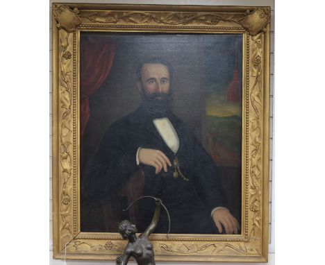 19th century, oil on canvas, Portrait of a seated gentleman, 93 x 74cm