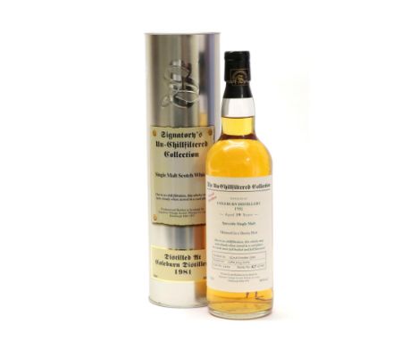 Coleburn 1983 19 Year Old Whisky, distilled 22nd October 1981, bottled 27th July 2001, bottled by Signatory Vintage Scotch Wh