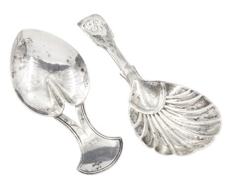George III silver caddy spoon, with heart shaped bowl and flared handle, hallmarked Josiah Snatt, London 1806, together with 