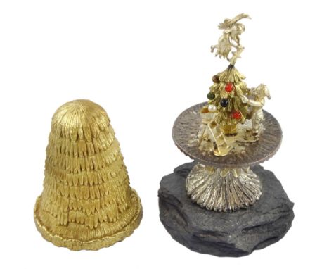 Christopher Nigel Lawrence limited edition silver and parcel gilt surprise mushroom, the textured domed cover opening to reve