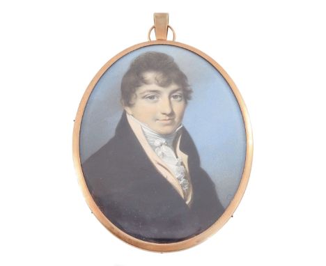 George Engleheart (British 1752-1829)Portrait miniature upon ivoryHead and shoulder portrait of a gentleman with dark curling
