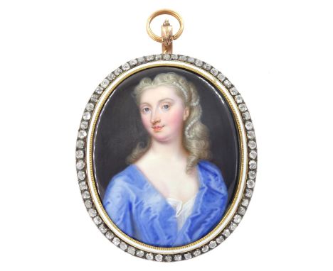 Christian Friedrich Zincke (German 1683-1767)Portrait miniature upon enamel, circa 1750Head and shoulder portrait of a young 