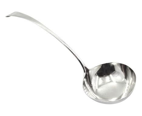 George III silver Old English pattern ladle, with engraved monogram to terminal, bottom struck, hallmarked John Lambe, London