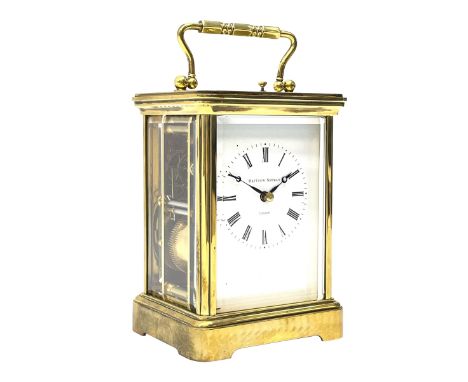 Corniche cased 20th century carriage clock dial inscribed �Matthew Norman, London� with a white enamel dial, Roman numerals, 